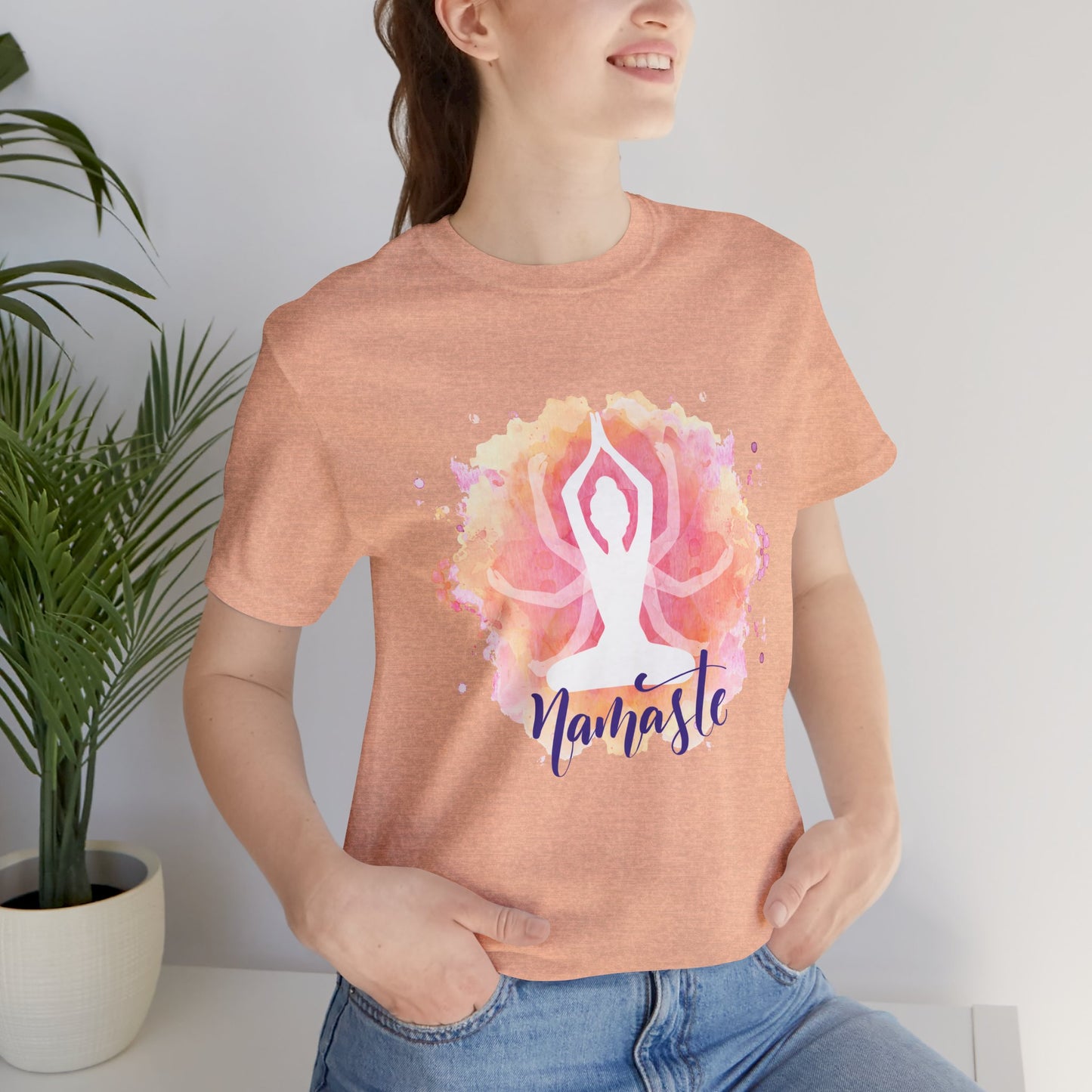 Namaste Yoga T-Shirt – Watercolor Lotus Meditation Tee