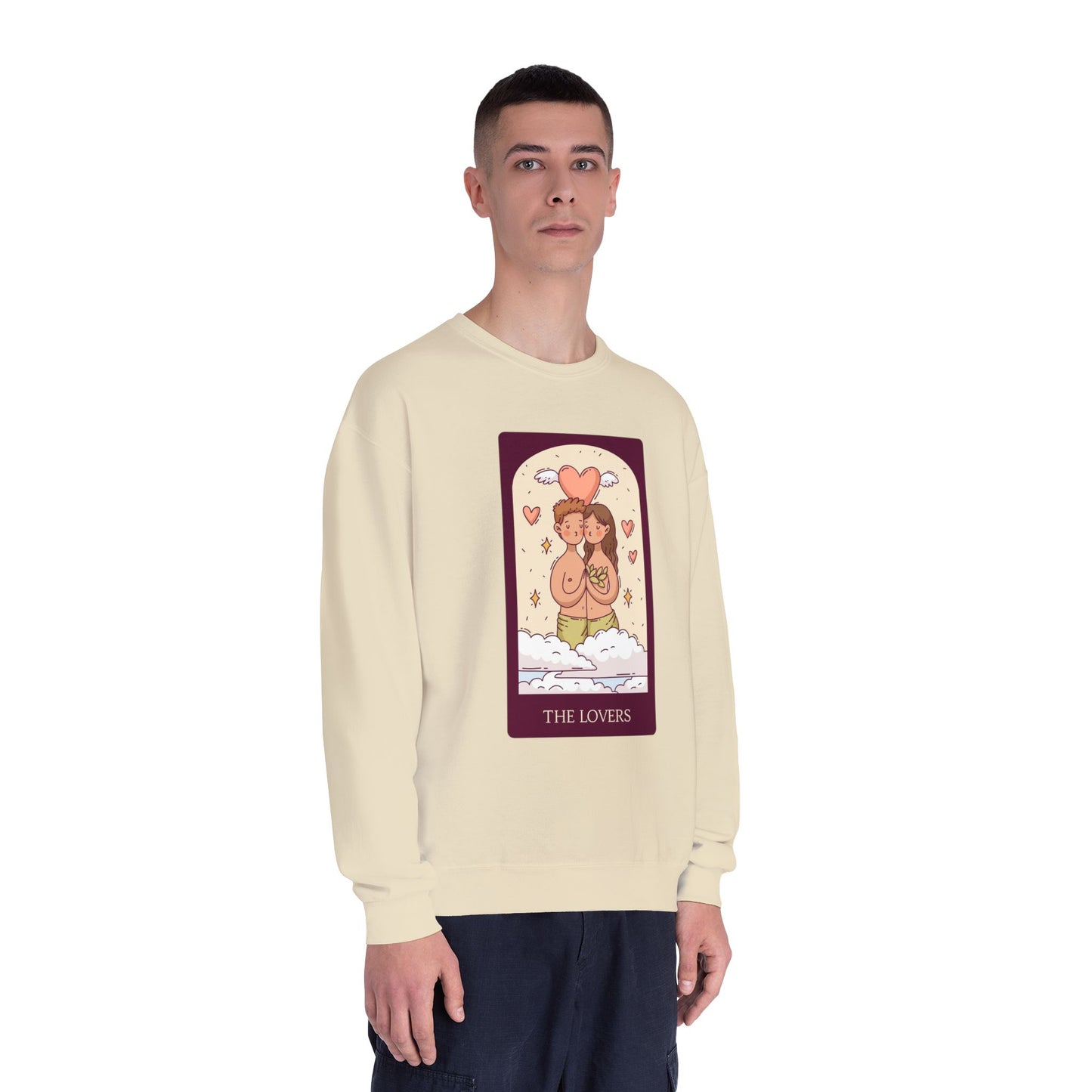 Tarot 'The Lovers' Crewneck Sweatshirt — Cute Retro Love Card Design