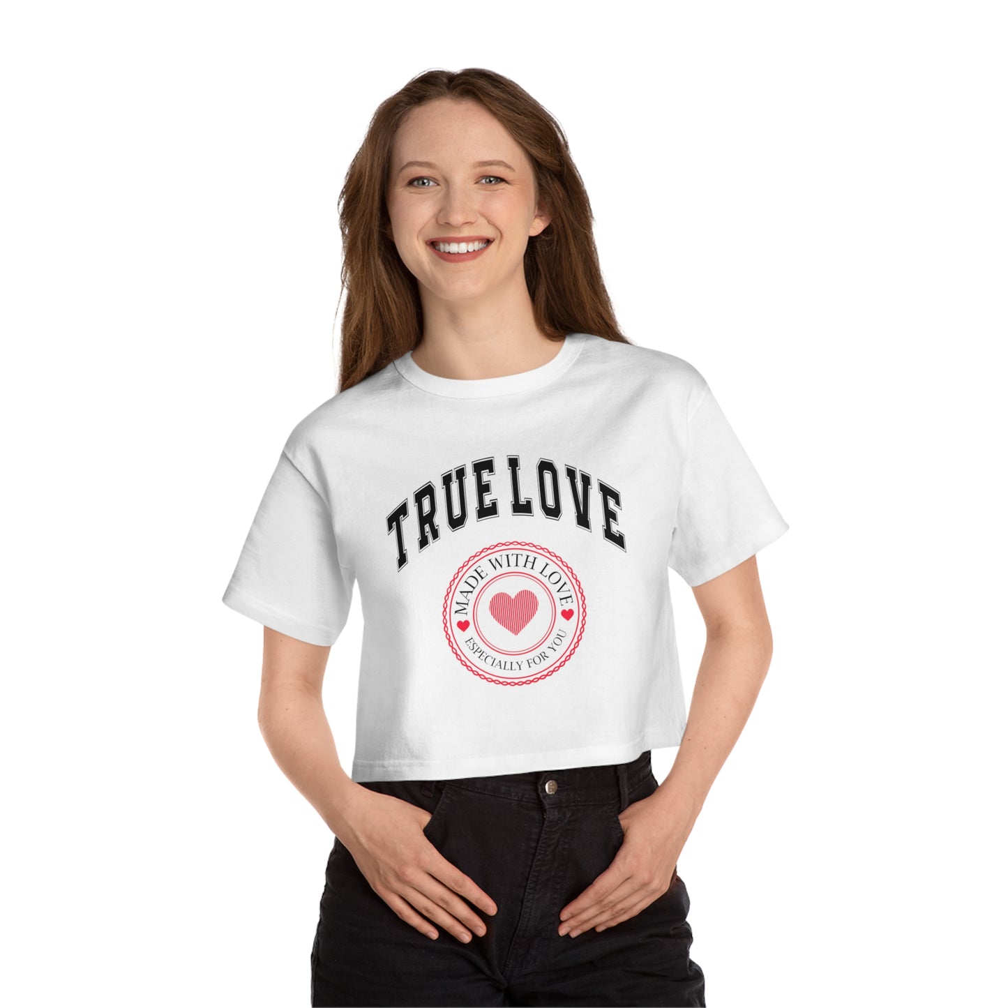 True Love Cropped T-Shirt — 'Made With Love' Heart Graphic