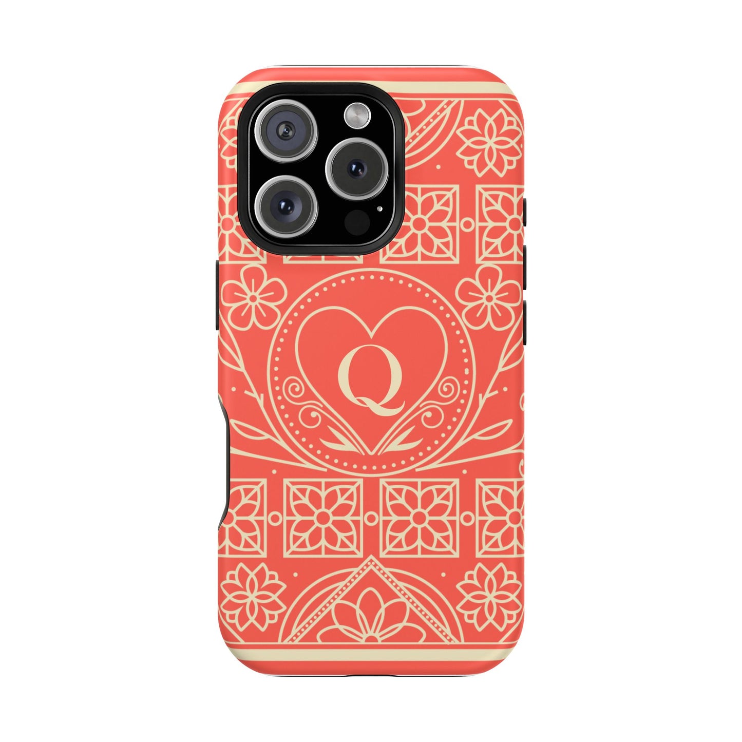 Heart Pattern Magnetic Impact Phone Case — Protective Wallet-Ready iPhone Cover