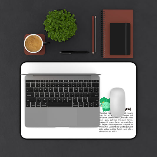 Pisces Desk Mat — Cute Green Fish Zodiac Mouse Pad