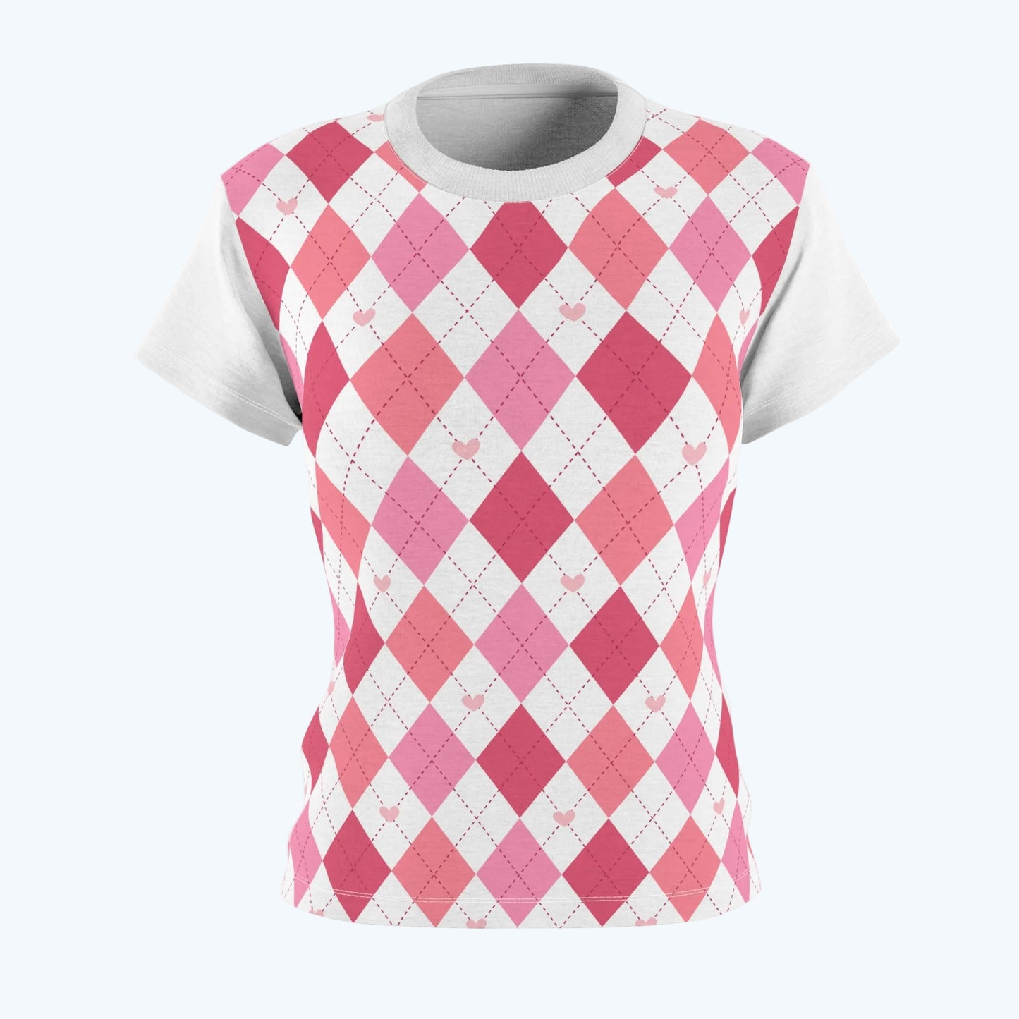 Argyle Pink Pattern Women's Tee — Pink Diamond All-Over Print Tee