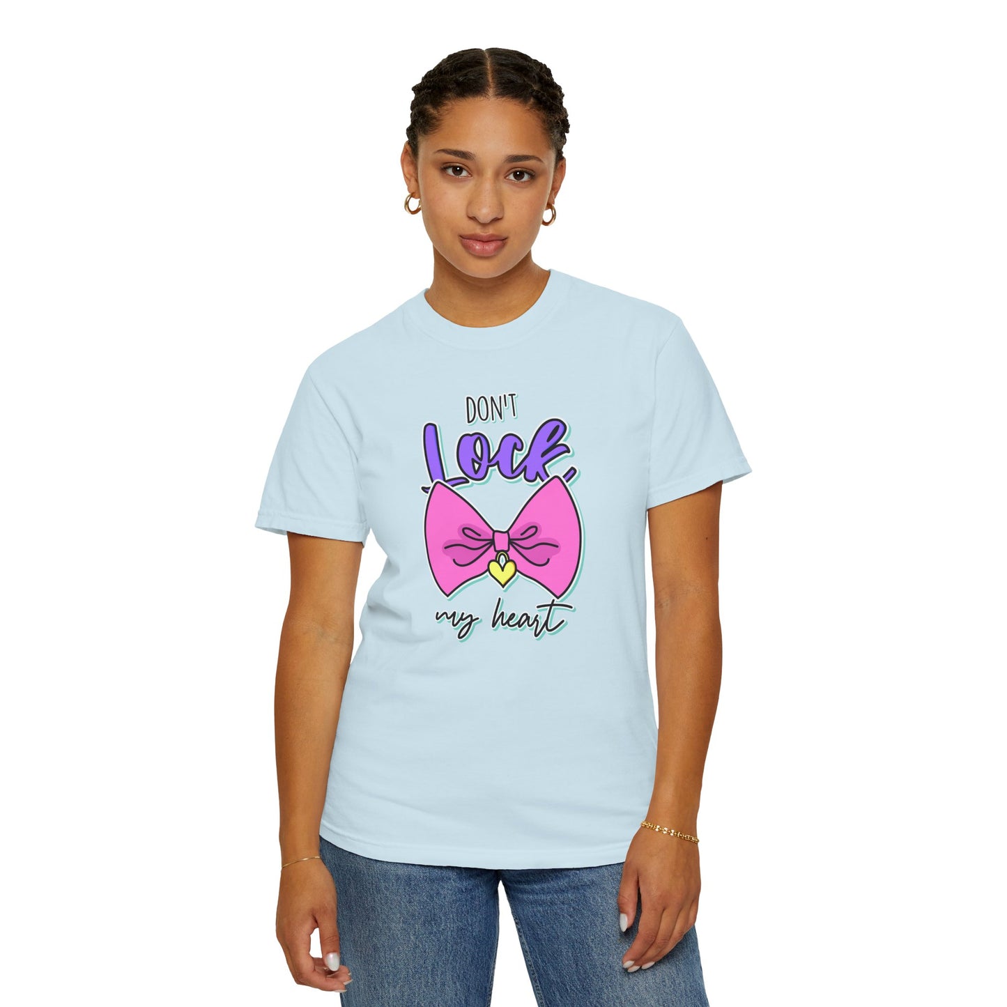 Don't Lock My Heart T-Shirt — Cute Pink Bow Graphic Tee
