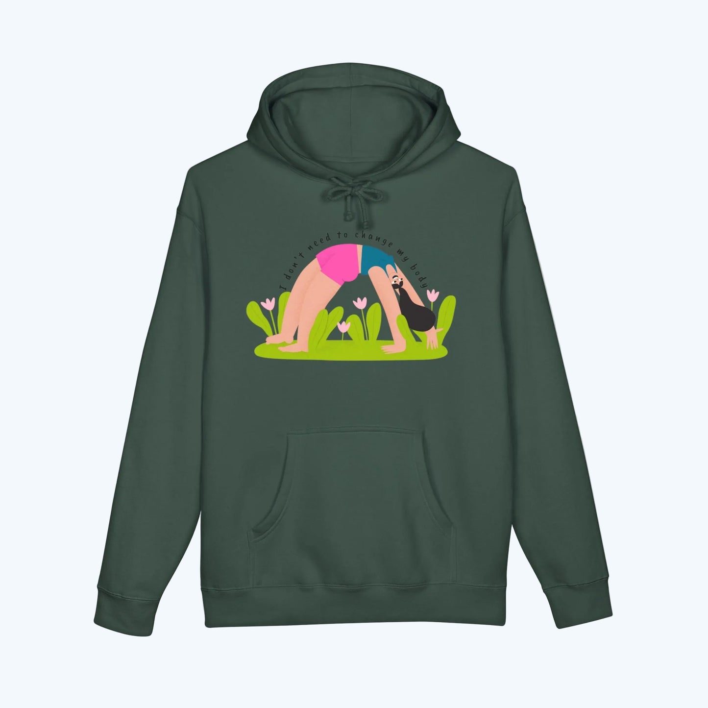 Yoga Bridge Pose Hoodie – "There is Power in Stillness" Graphic Sweatshirt
