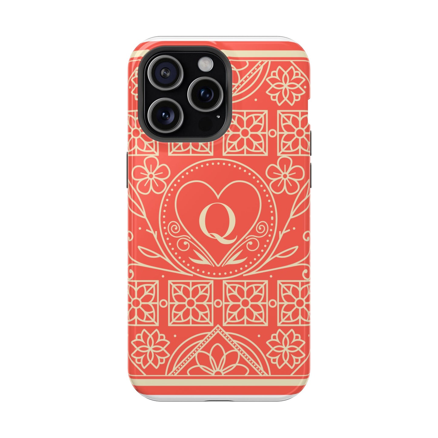 Heart Pattern Magnetic Impact Phone Case — Protective Wallet-Ready iPhone Cover