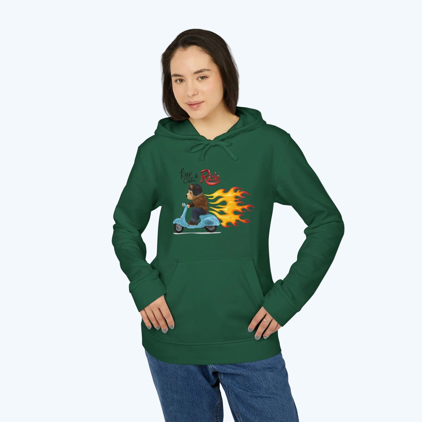 Racer Bear Hoodie — Flaming Scooter Graphic Sweatshirt