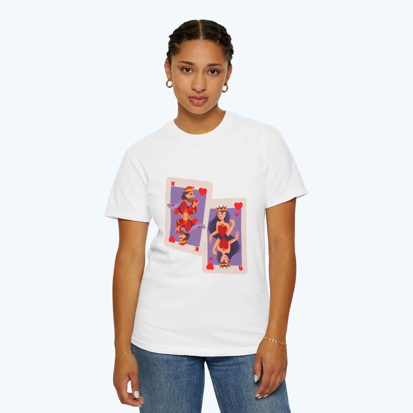 Playing Card Lovers T-Shirt — Queen & King of Hearts Graphic Tee