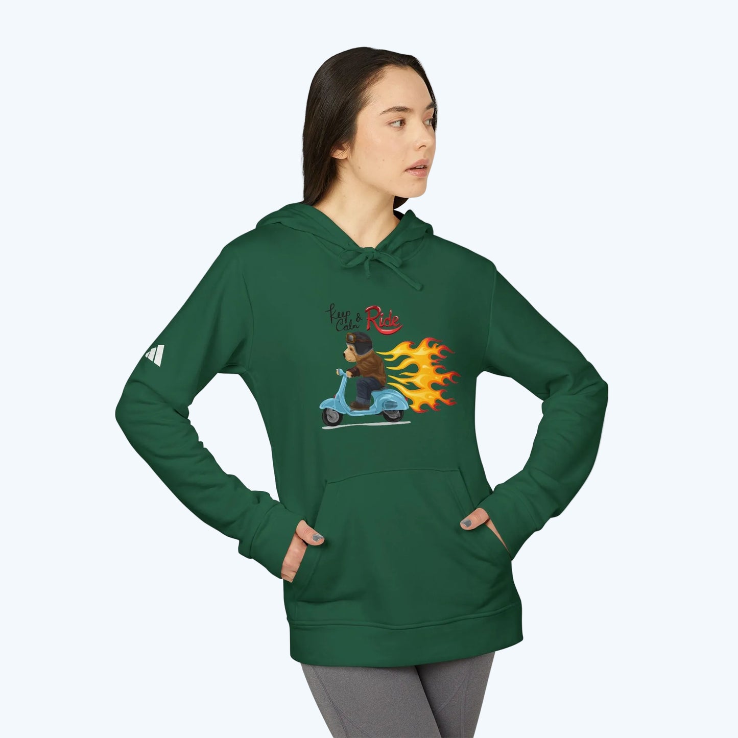 Racer Bear Hoodie — Flaming Scooter Graphic Sweatshirt