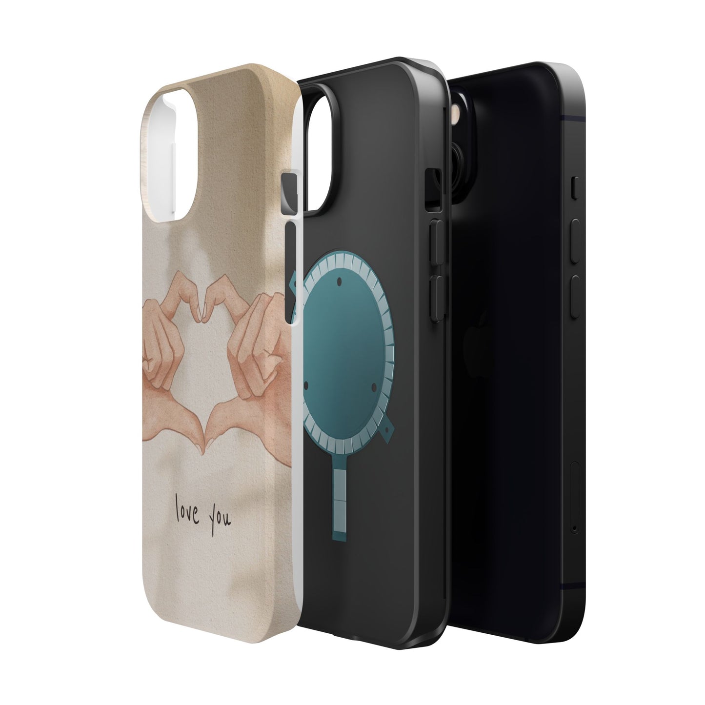 Phone Case — Hands Forming Heart with “love you” Romantic Protective Cover
