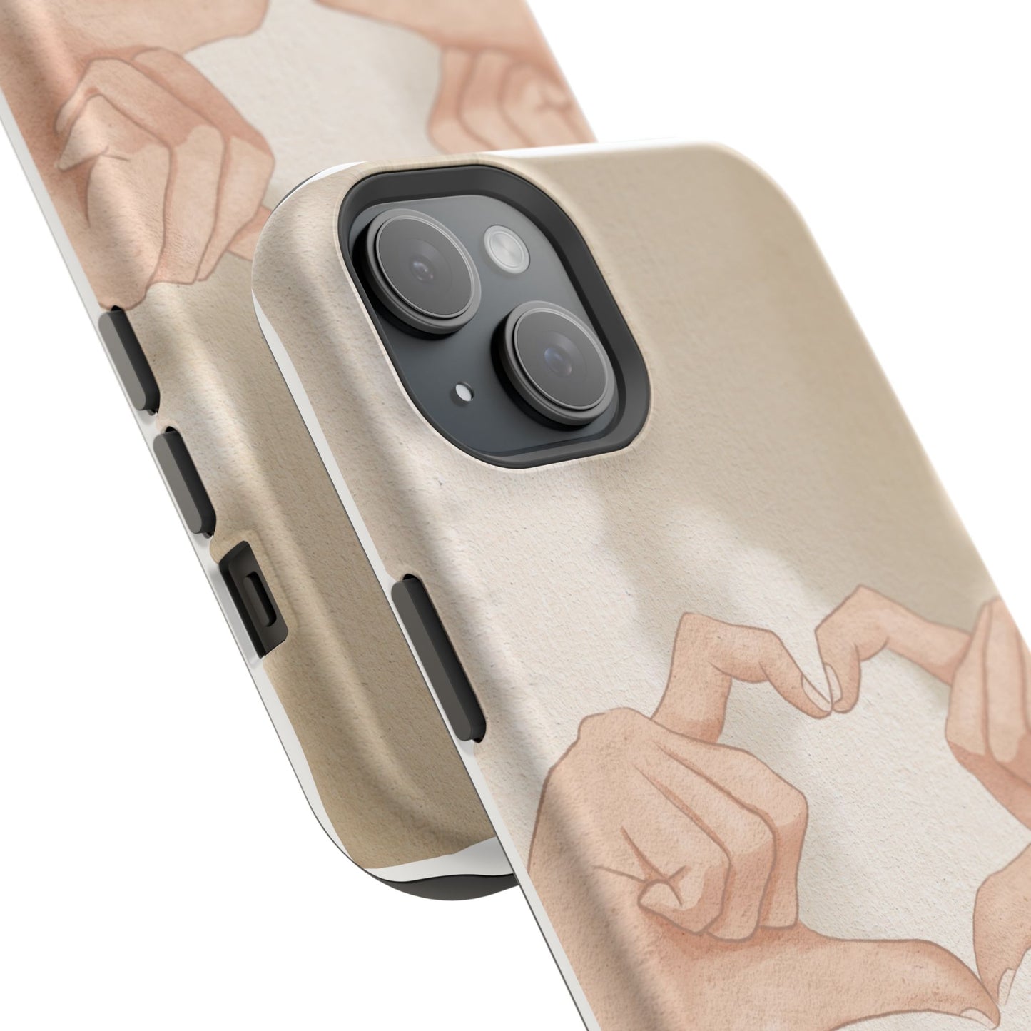 Phone Case — Hands Forming Heart with “love you” Romantic Protective Cover