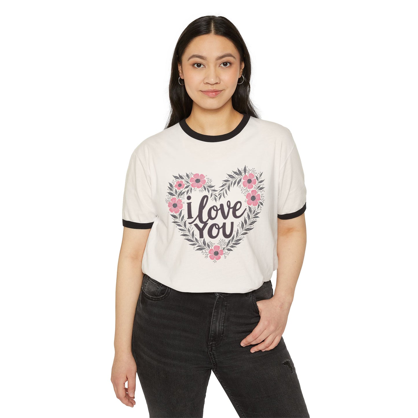 I Love You Floral Ringer Tee