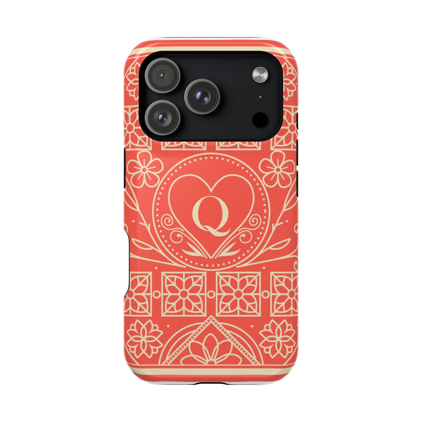 Heart Pattern Magnetic Impact Phone Case — Protective Wallet-Ready iPhone Cover