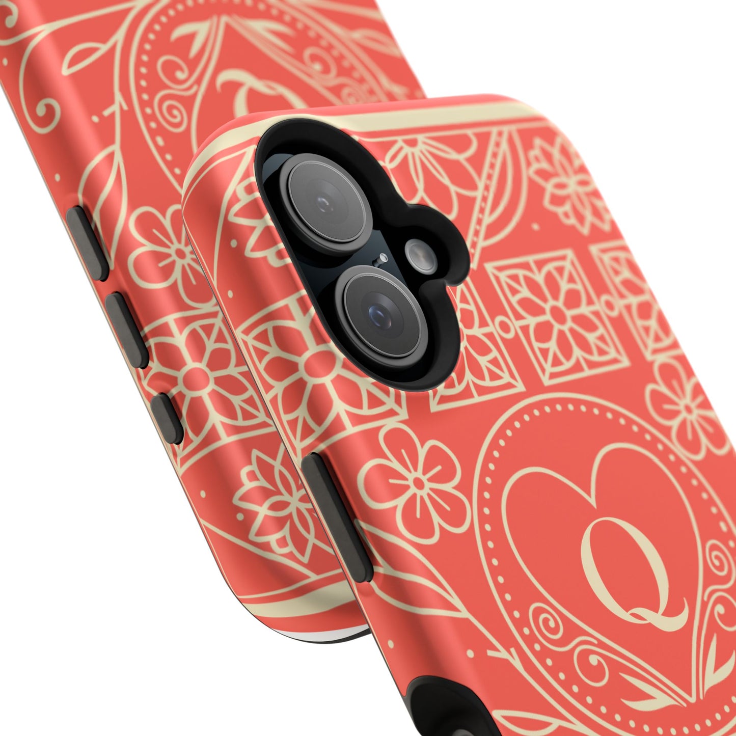 Heart Pattern Magnetic Impact Phone Case — Protective Wallet-Ready iPhone Cover