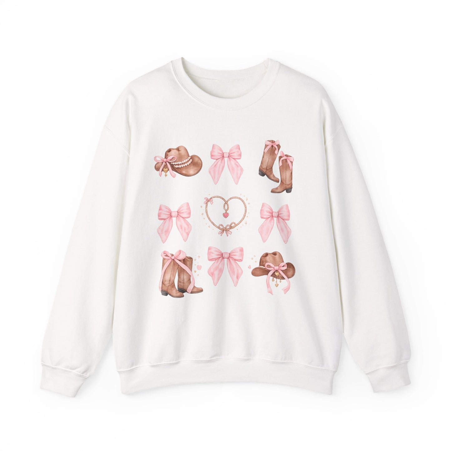 Cowgirl Pink Bow Sweatshirt — Western Boots & Hats Graphic Crewneck
