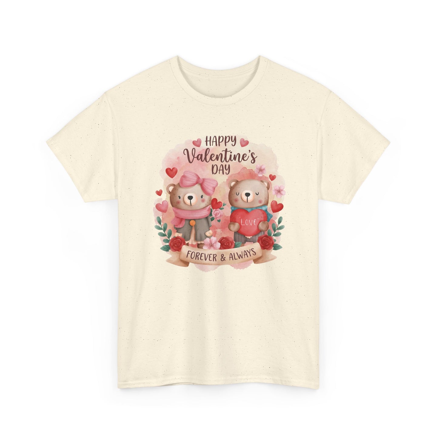 Valentine's Day Cute Teddy Couple T-Shirt — "Forever & Always" Cotton Tee