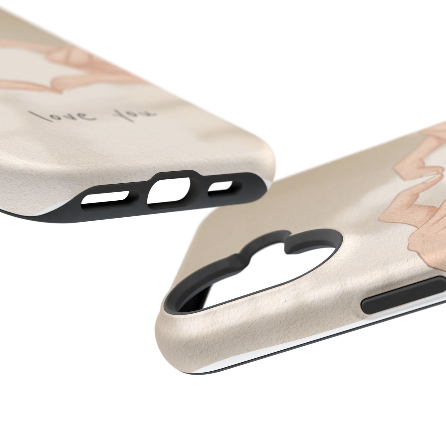 Phone Case — Hands Forming Heart with “love you” Romantic Protective Cover