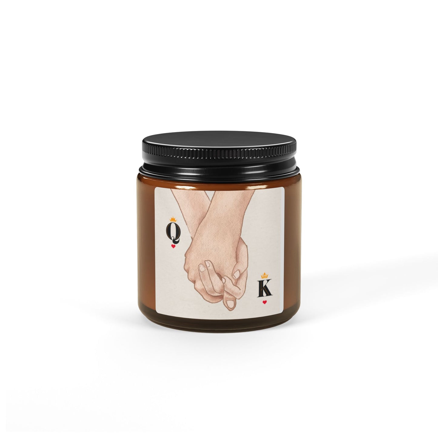 Romantic Holding Hands Soy Candle — Amber Jar Scented Candle (Queen & King Design)