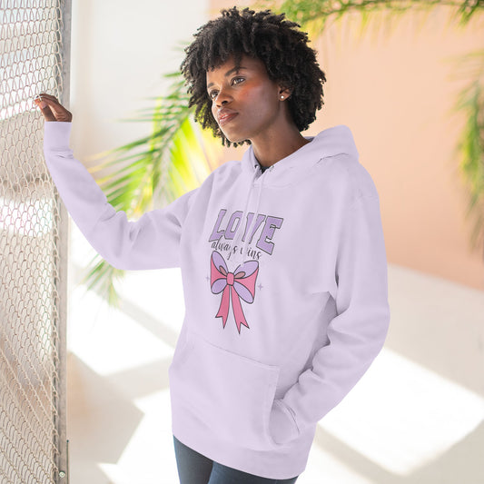 Love Always Wins Hoodie — Cute Pastel Bow Graphic Pullover
