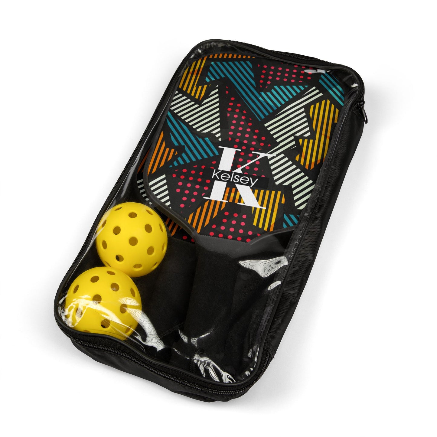 Personalized Geometric Pickleball Paddle Set — Custom Name Pickleball Kit