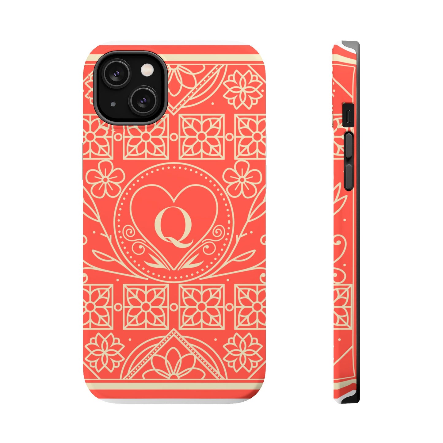 Heart Pattern Magnetic Impact Phone Case — Protective Wallet-Ready iPhone Cover
