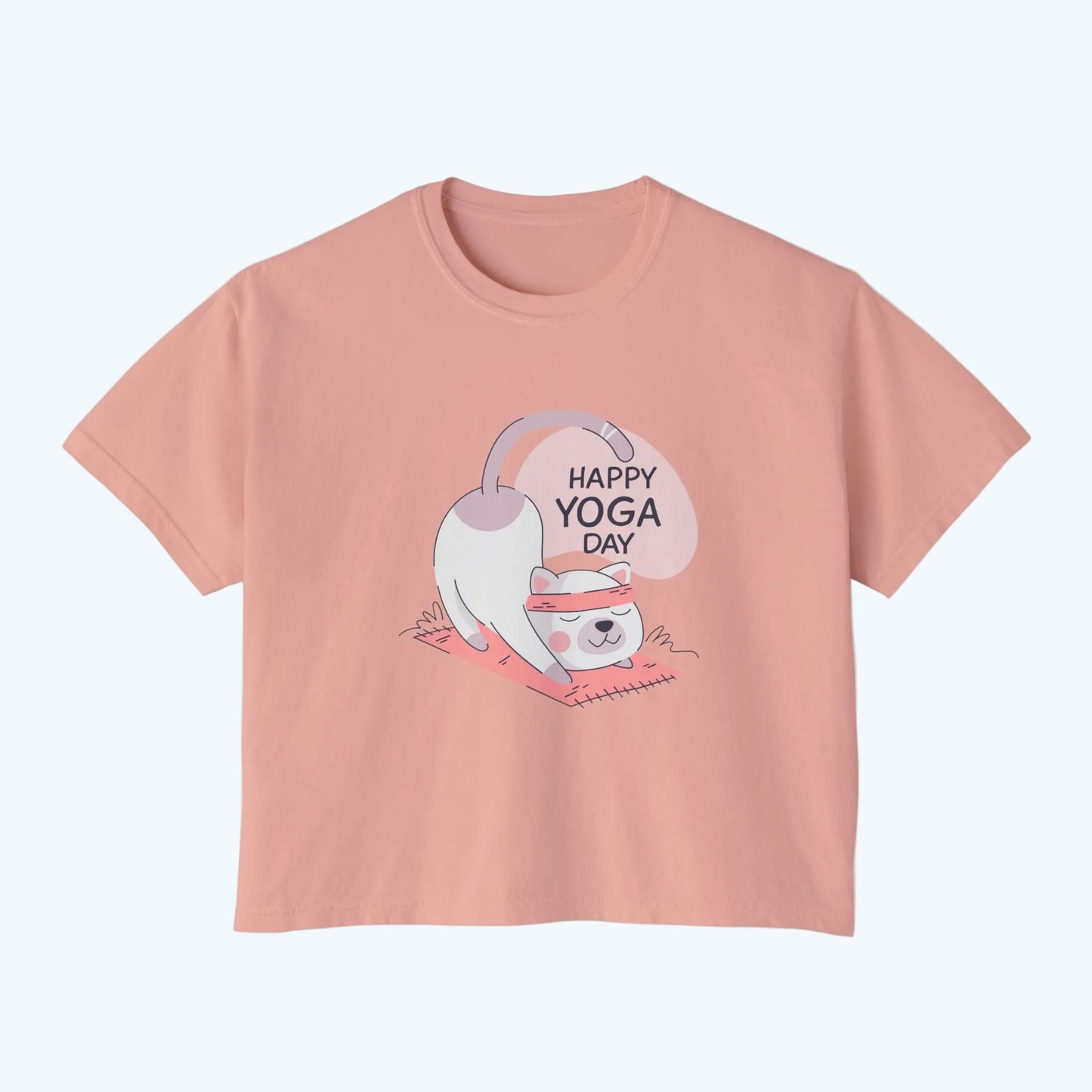 Women's Tee — Cute "Happy Yoga Day" Cat Pose Graphic