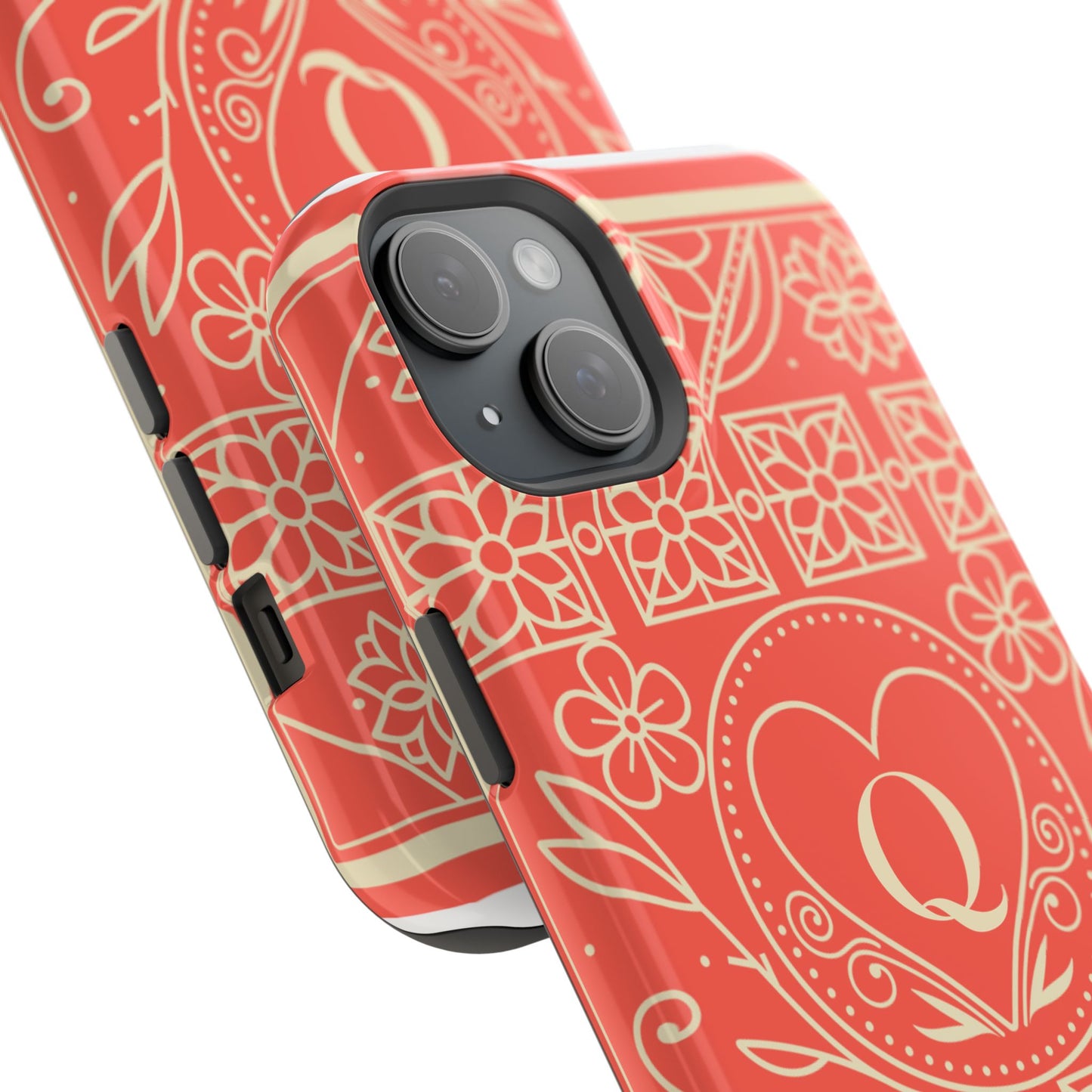 Heart Pattern Magnetic Impact Phone Case — Protective Wallet-Ready iPhone Cover