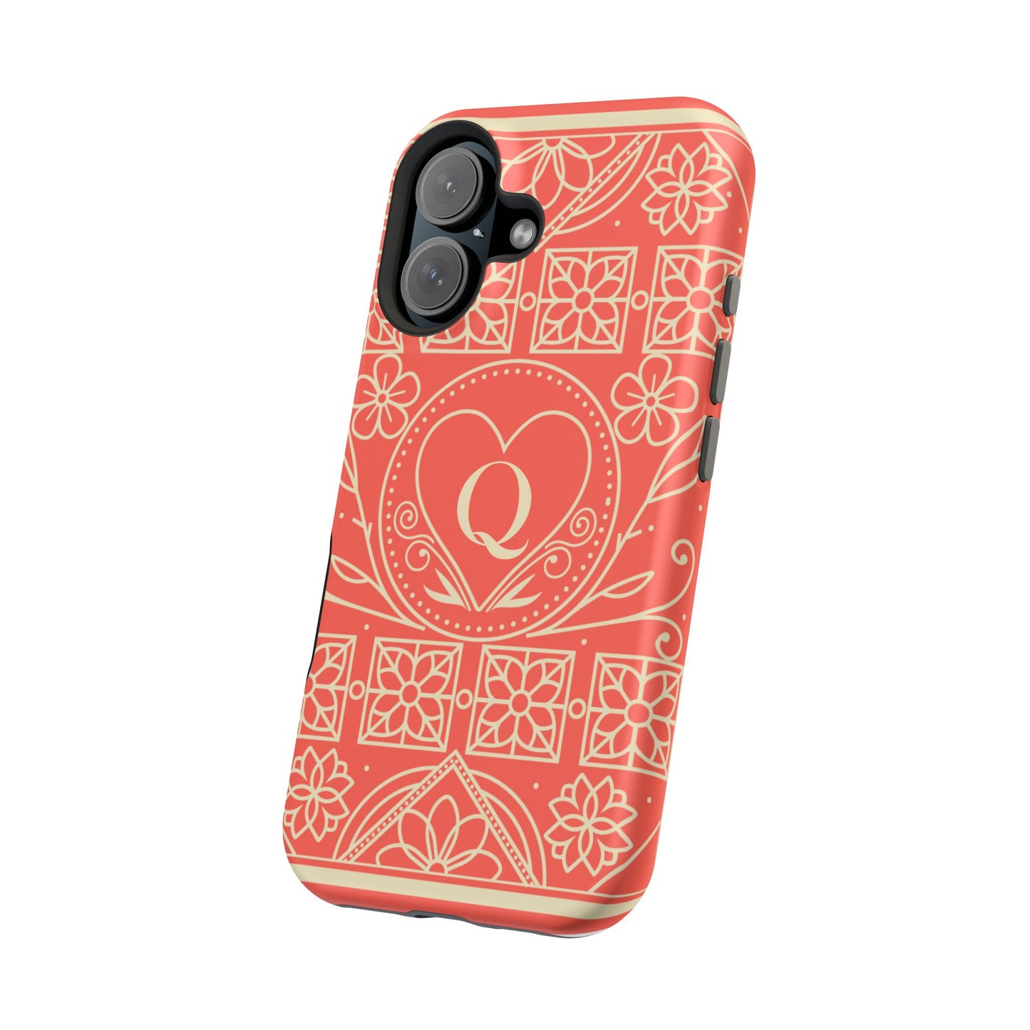 Heart Pattern Magnetic Impact Phone Case — Protective Wallet-Ready iPhone Cover