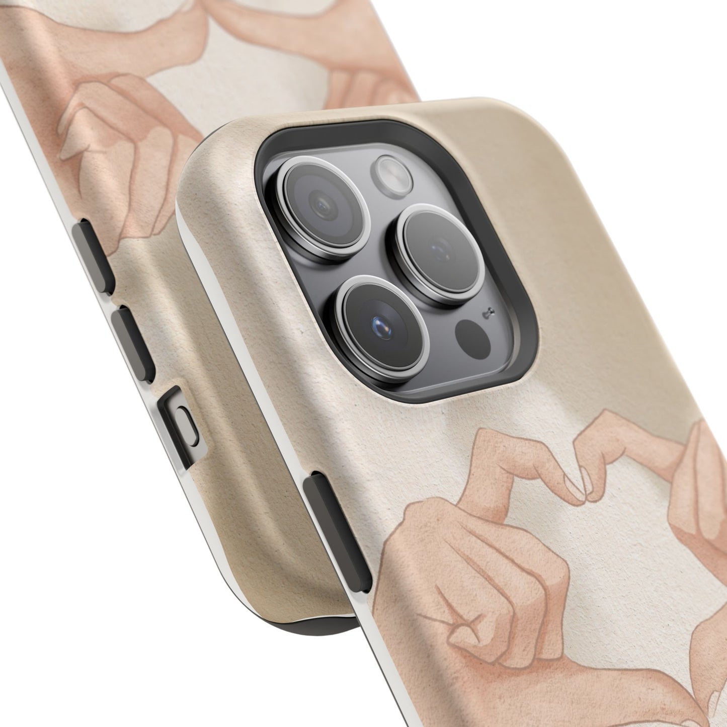 Phone Case — Hands Forming Heart with “love you” Romantic Protective Cover