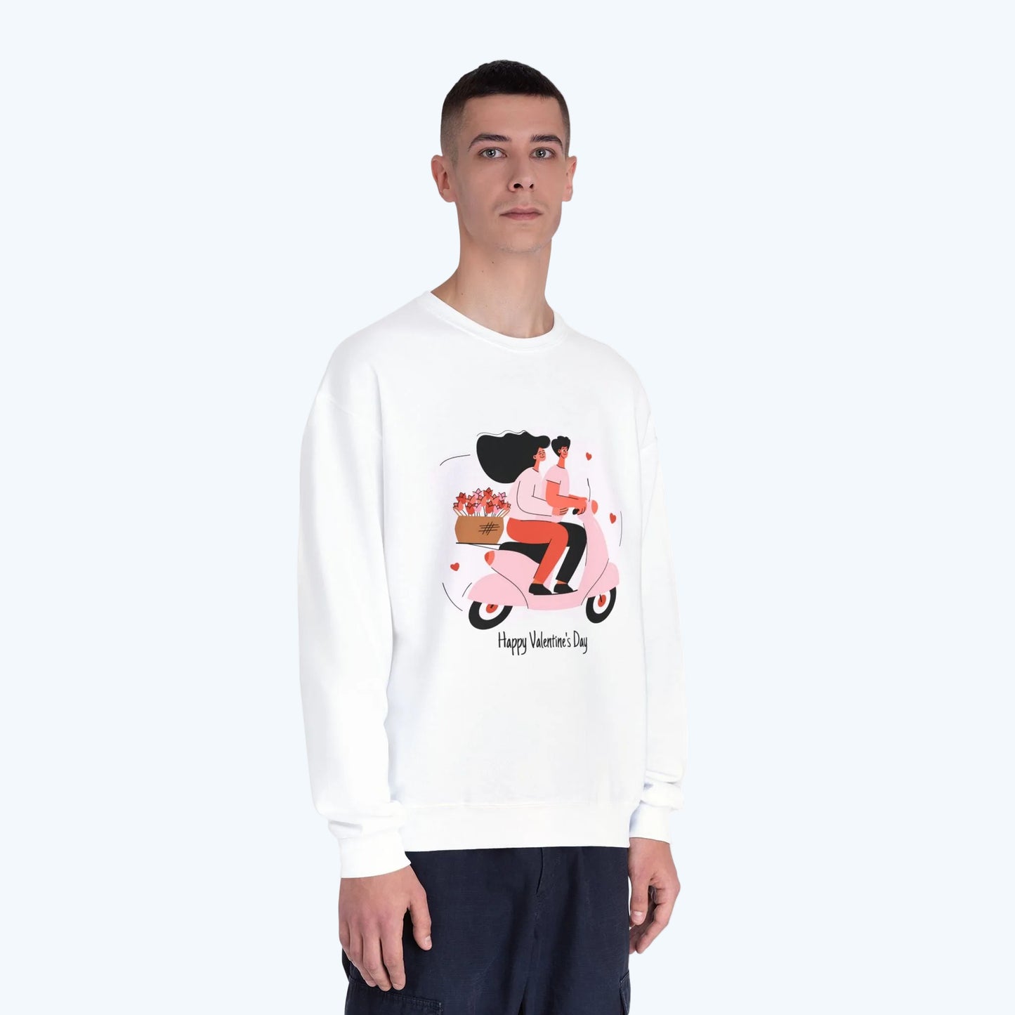 Valentine’s Day Couple Scooter Crewneck Sweatshirt
