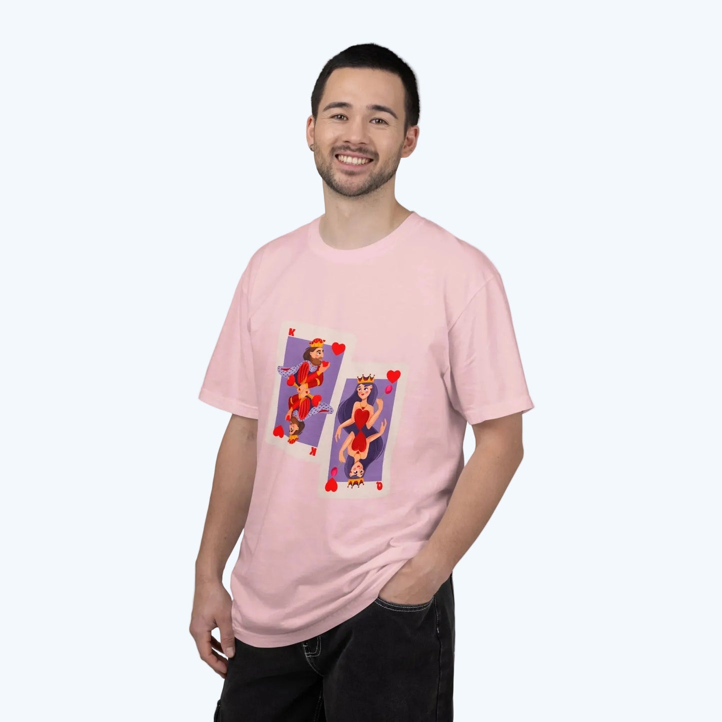 Playing Card Lovers T-Shirt — Queen & King of Hearts Graphic Tee