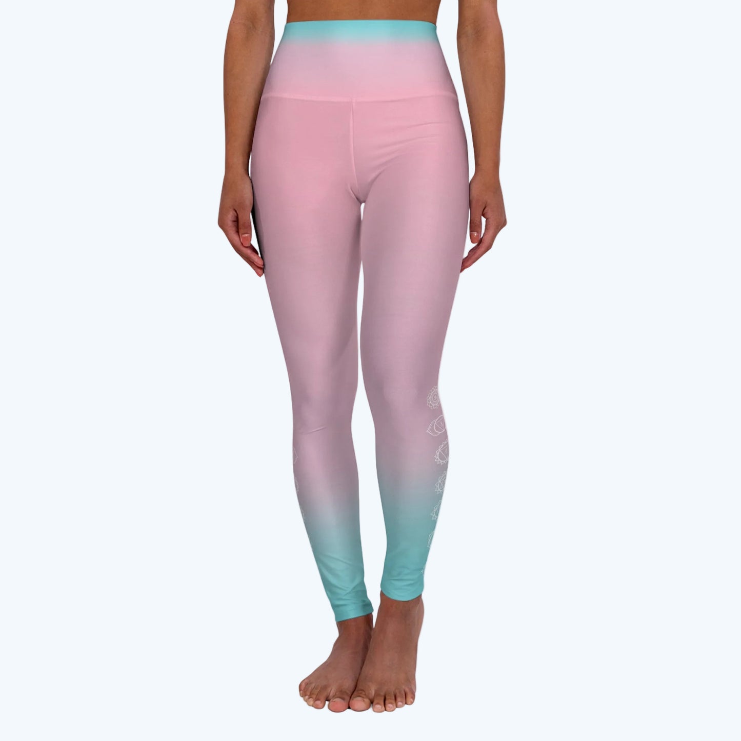 Pink Watercolor High-Waisted Yoga Leggings – Tie-Dye Pastel Workout Leggings