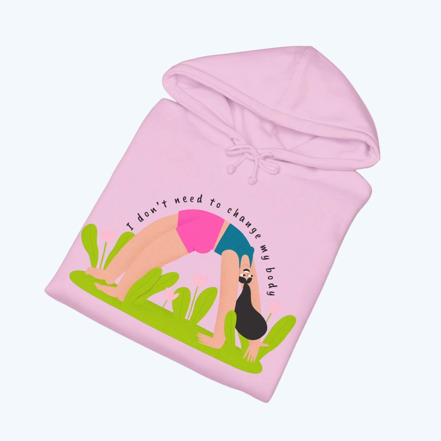 Yoga Bridge Pose Hoodie – "There is Power in Stillness" Graphic Sweatshirt