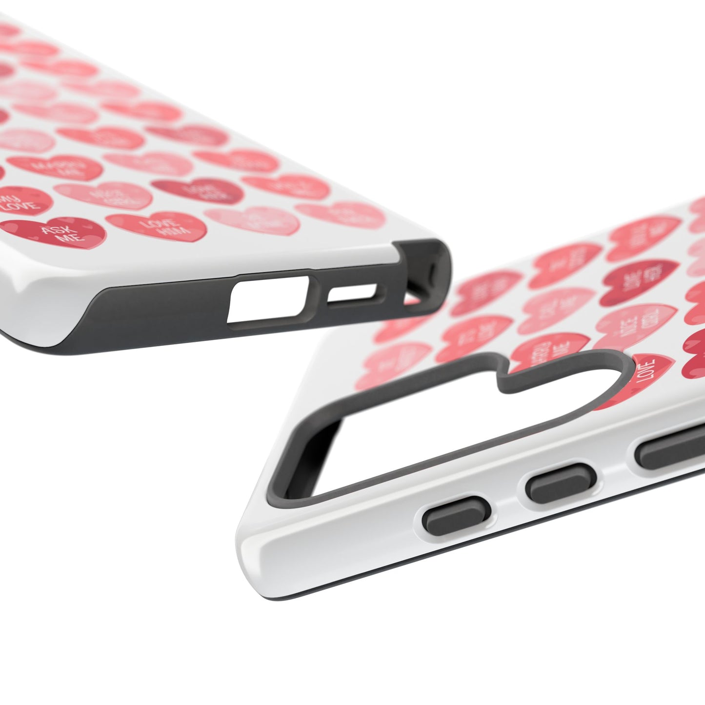 Phone Case — Pink Conversation Heart Pattern, Valentine’s Day Love Messages
