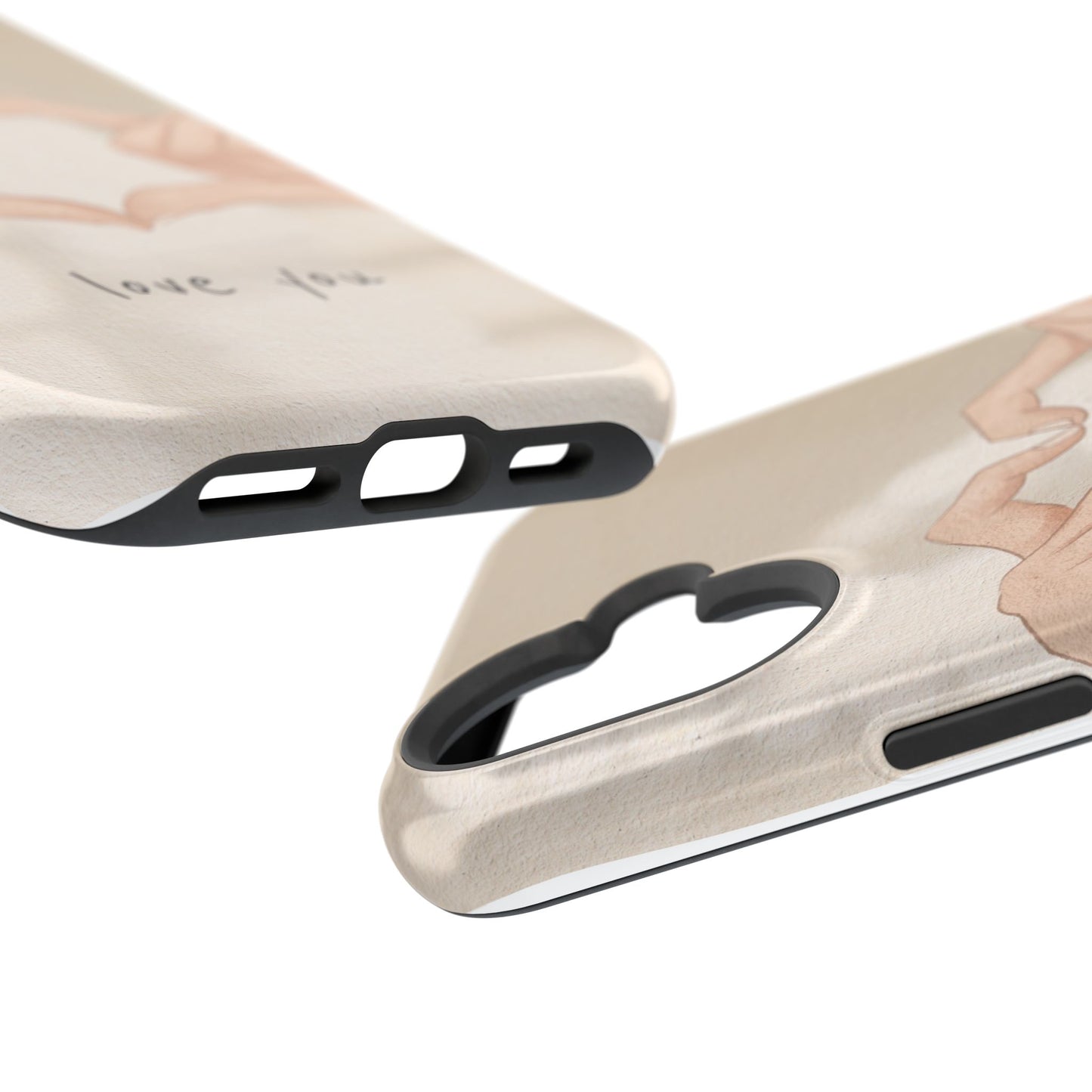 Phone Case — Hands Forming Heart with “love you” Romantic Protective Cover