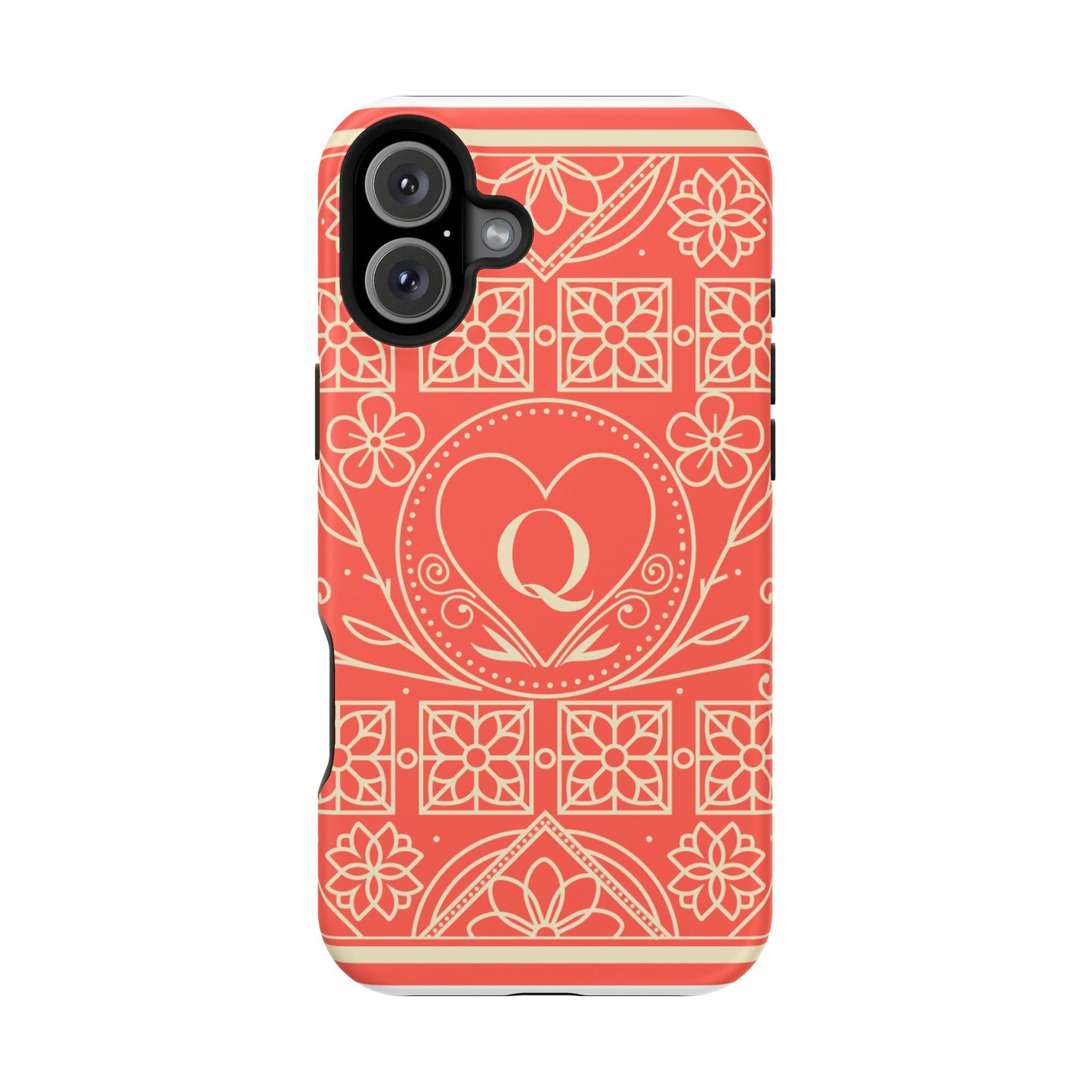 Heart Pattern Magnetic Impact Phone Case — Protective Wallet-Ready iPhone Cover