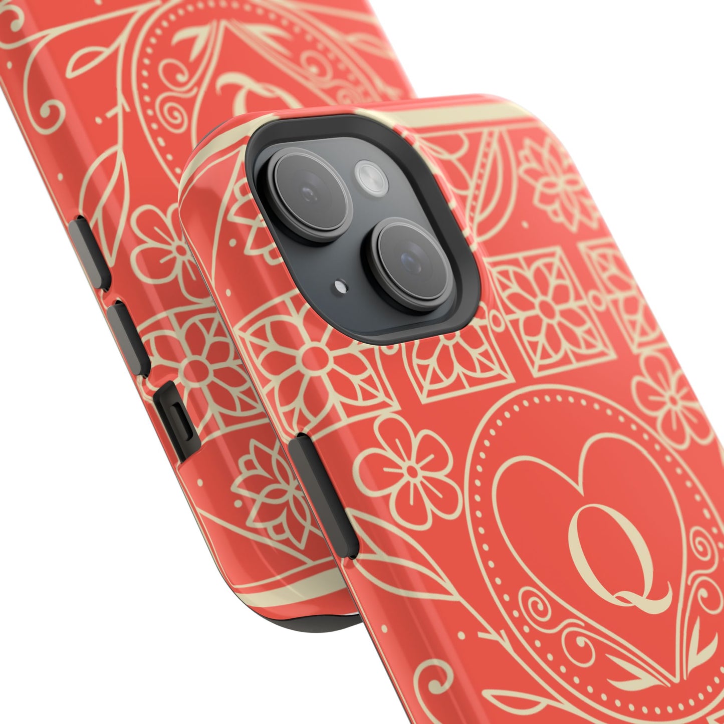 Heart Pattern Magnetic Impact Phone Case — Protective Wallet-Ready iPhone Cover