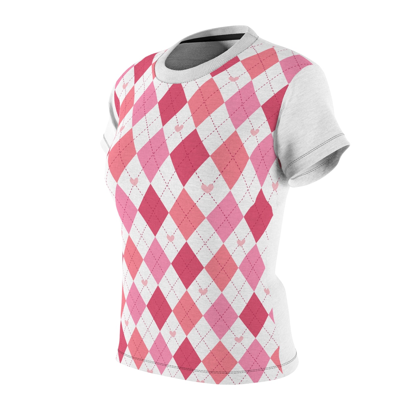 Argyle Pink Pattern Women's Tee — Pink Diamond All-Over Print Tee