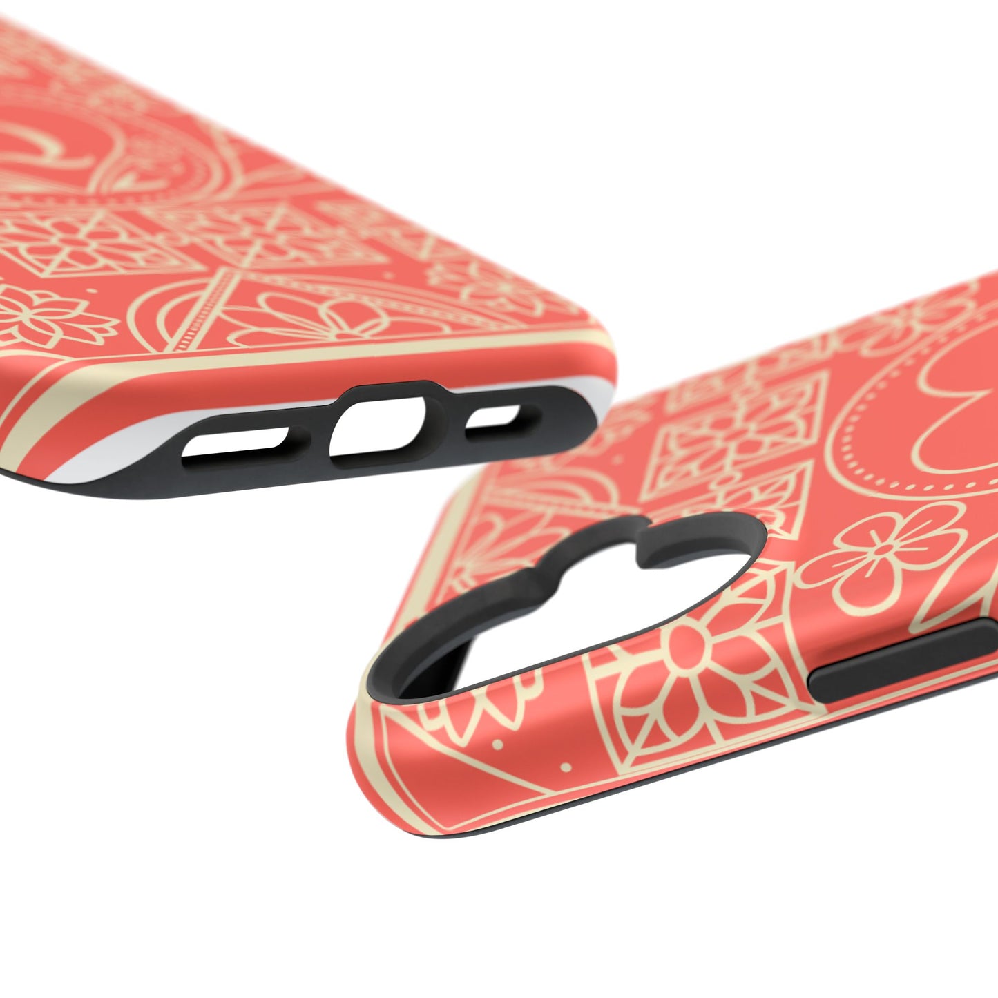 Heart Pattern Magnetic Impact Phone Case — Protective Wallet-Ready iPhone Cover