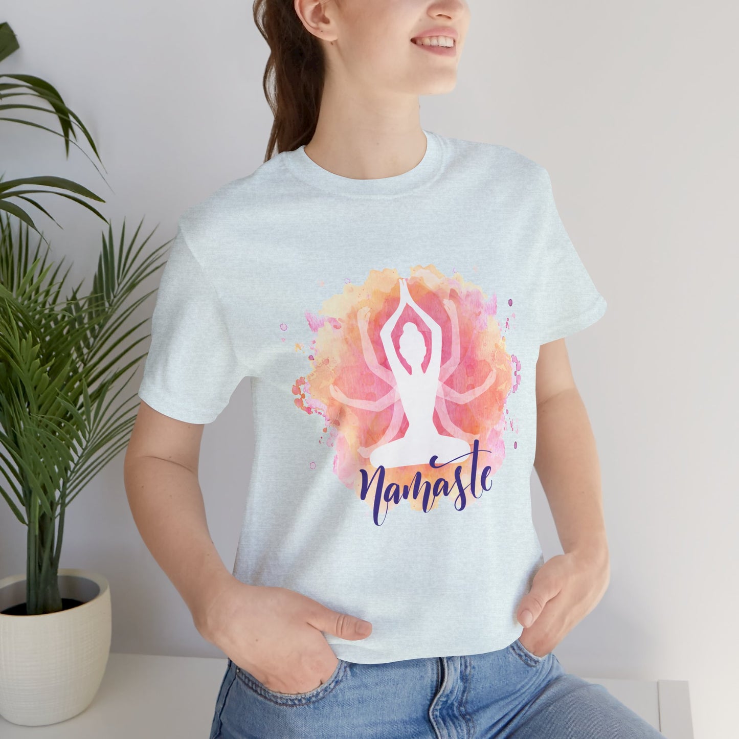 Namaste Yoga T-Shirt – Watercolor Lotus Meditation Tee