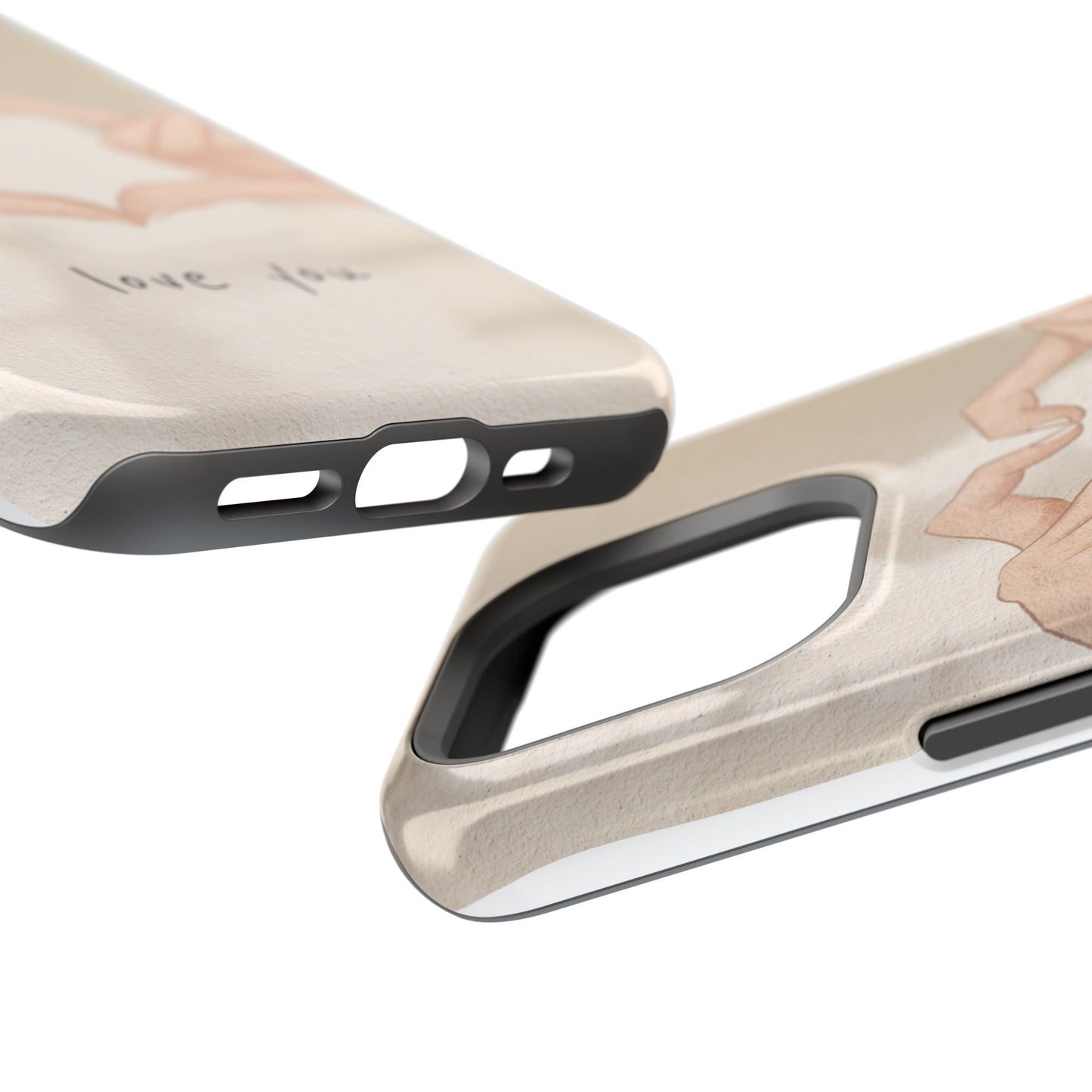 Phone Case — Hands Forming Heart with “love you” Romantic Protective Cover