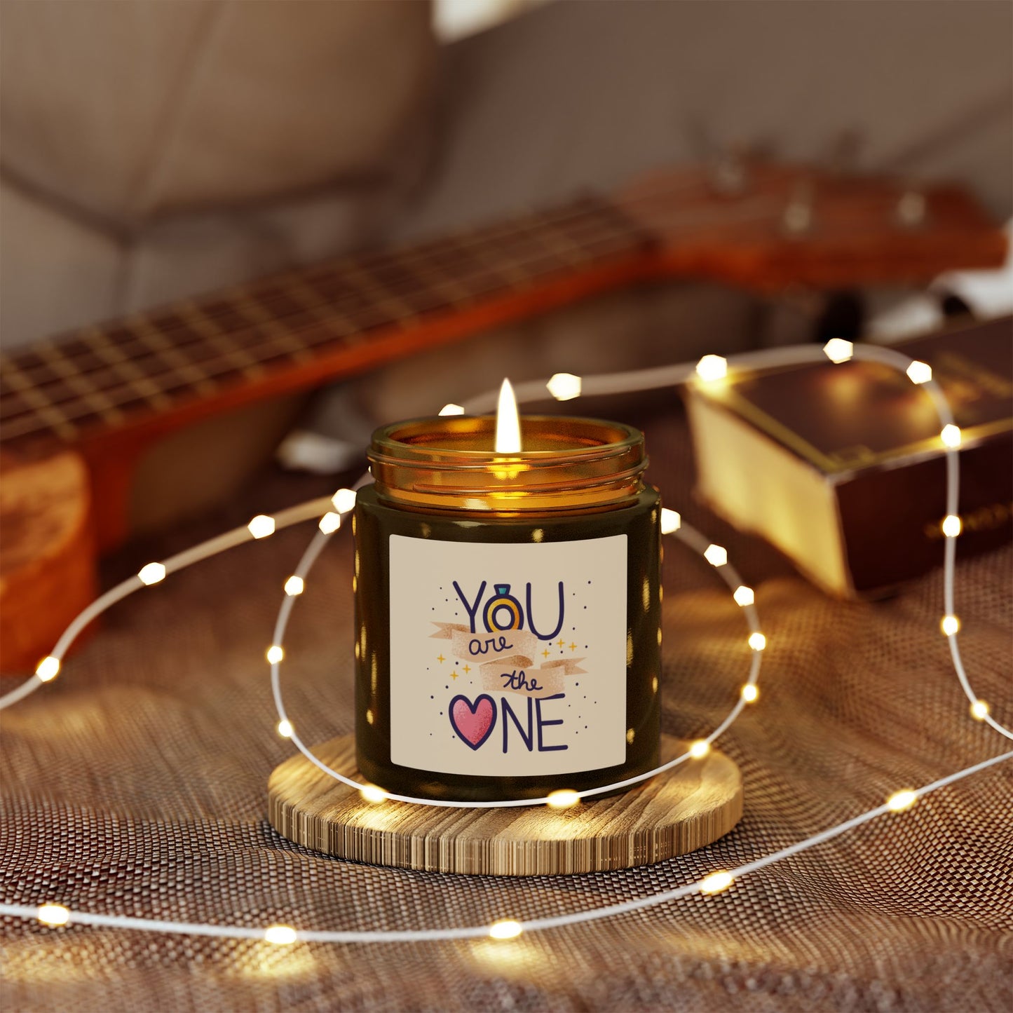 Scented Candle — Coconut Apricot Wax (4oz/9oz) “You Are the One” Love Jar