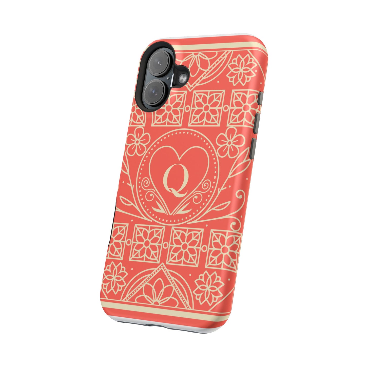 Heart Pattern Magnetic Impact Phone Case — Protective Wallet-Ready iPhone Cover