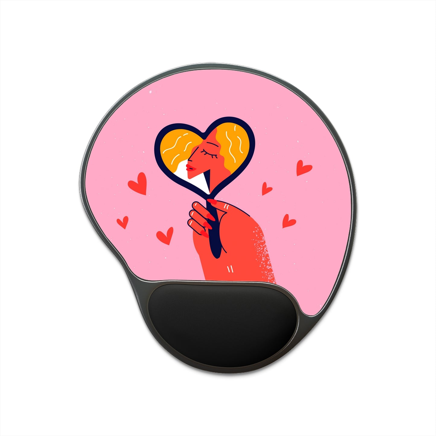 Heart Hand Mouse Pad with Wrist Rest — Cute Pink Valentine’s Desk Accessory