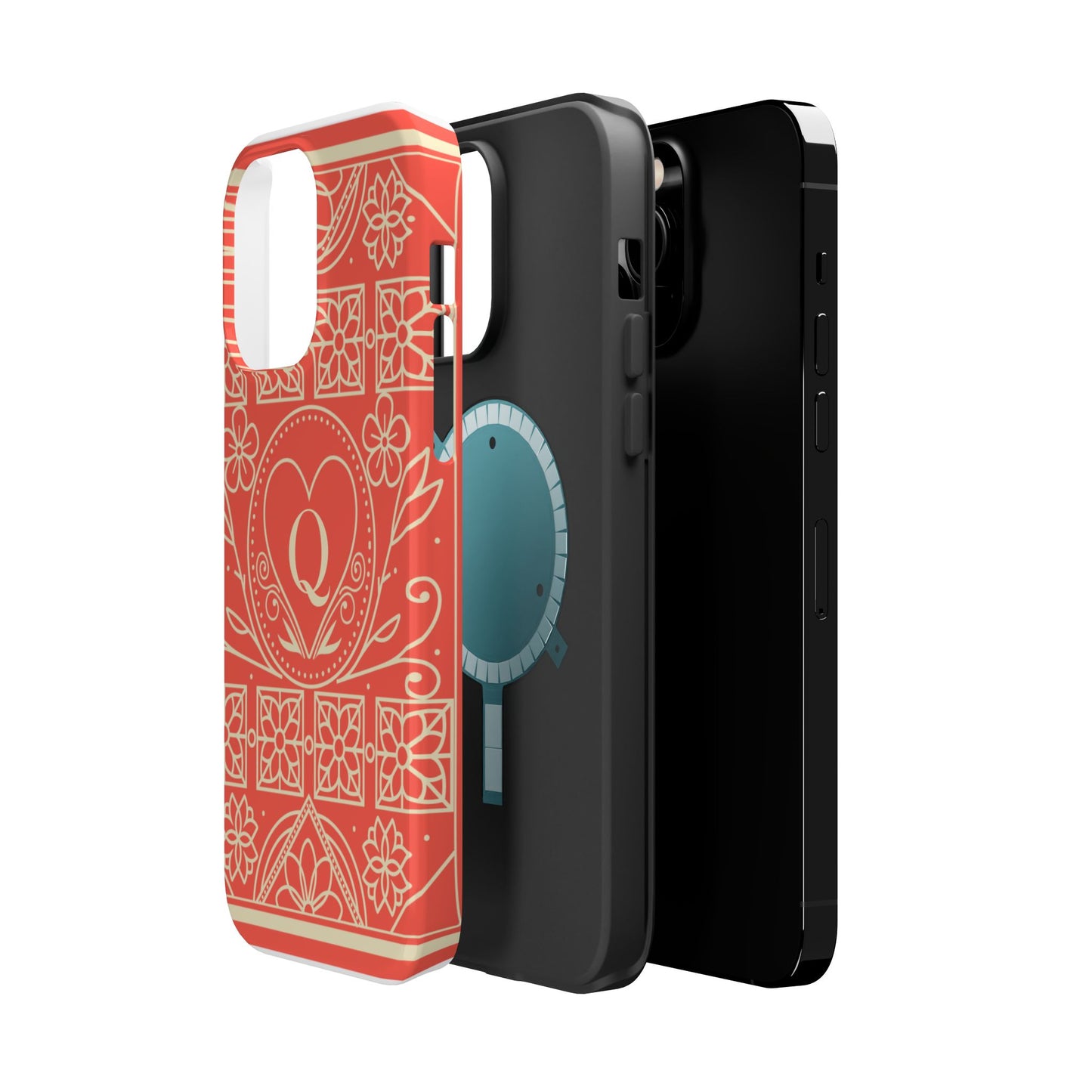 Heart Pattern Magnetic Impact Phone Case — Protective Wallet-Ready iPhone Cover