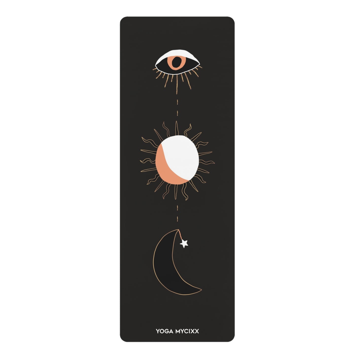 Moon & Third Eye Rubber Yoga Mat — Non‑Slip Astrological Sun, Moon & Eye Design