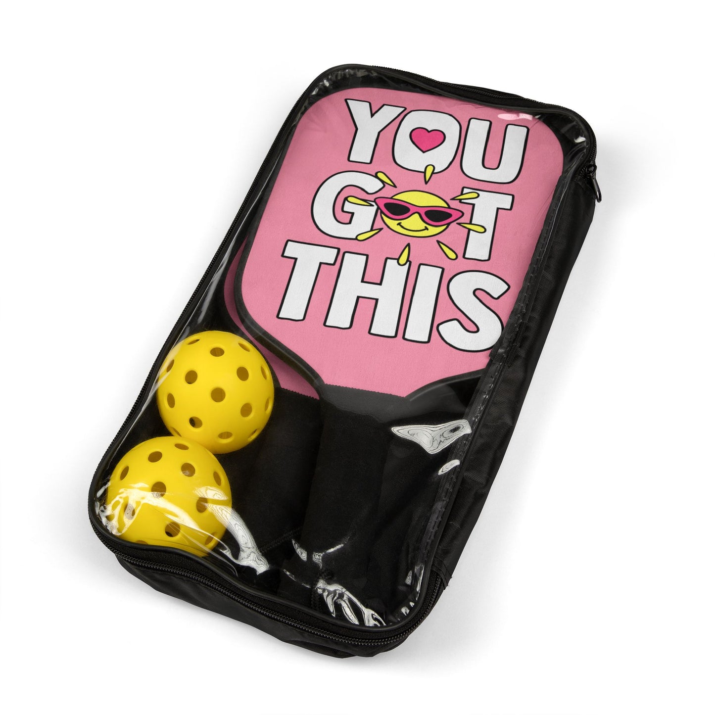 Pickleball Paddle Set - "You Got This" Pink Motivational Design (2 Pack with Balls)