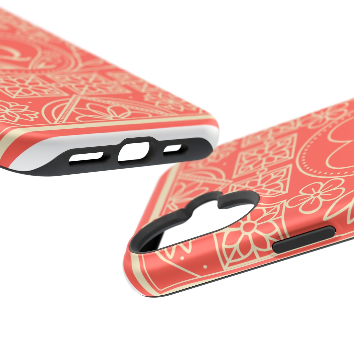 Heart Pattern Magnetic Impact Phone Case — Protective Wallet-Ready iPhone Cover