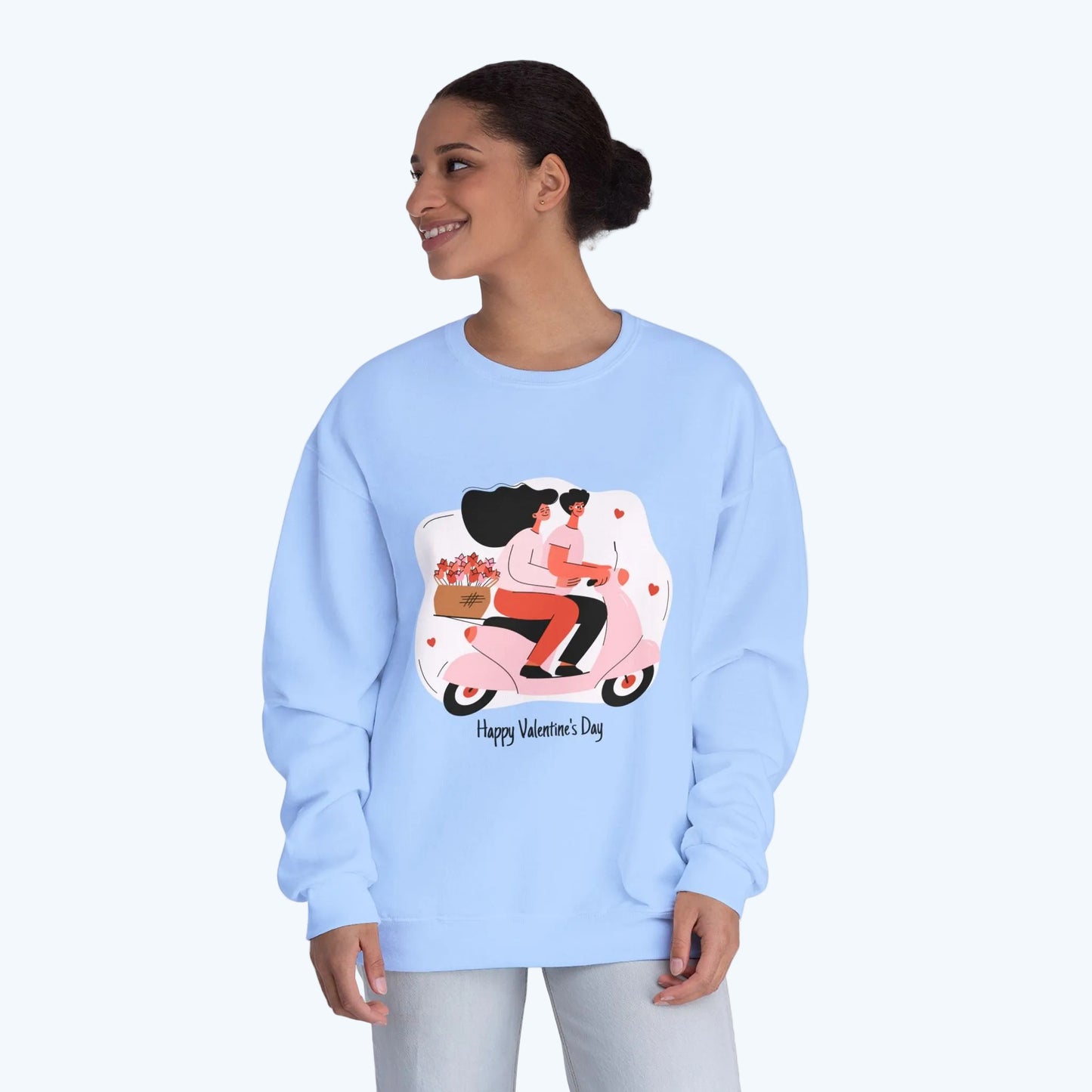 Valentine’s Day Couple Scooter Crewneck Sweatshirt