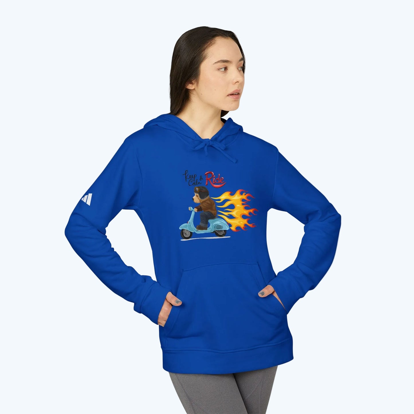 Racer Bear Hoodie — Flaming Scooter Graphic Sweatshirt