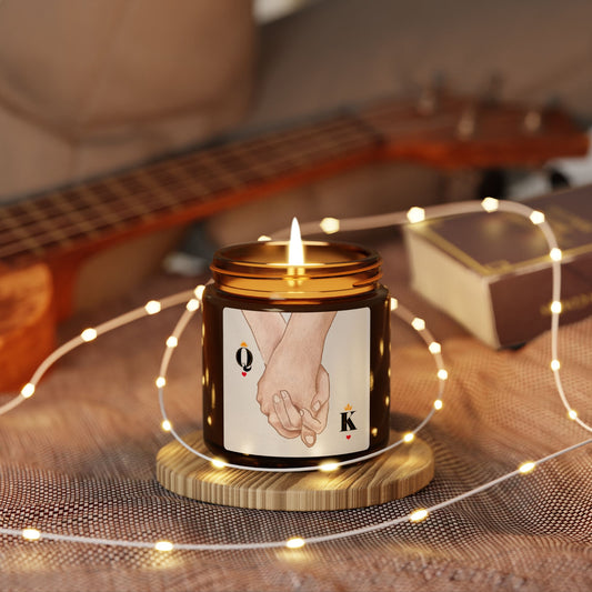 Romantic Holding Hands Soy Candle — Amber Jar Scented Candle (Queen & King Design)